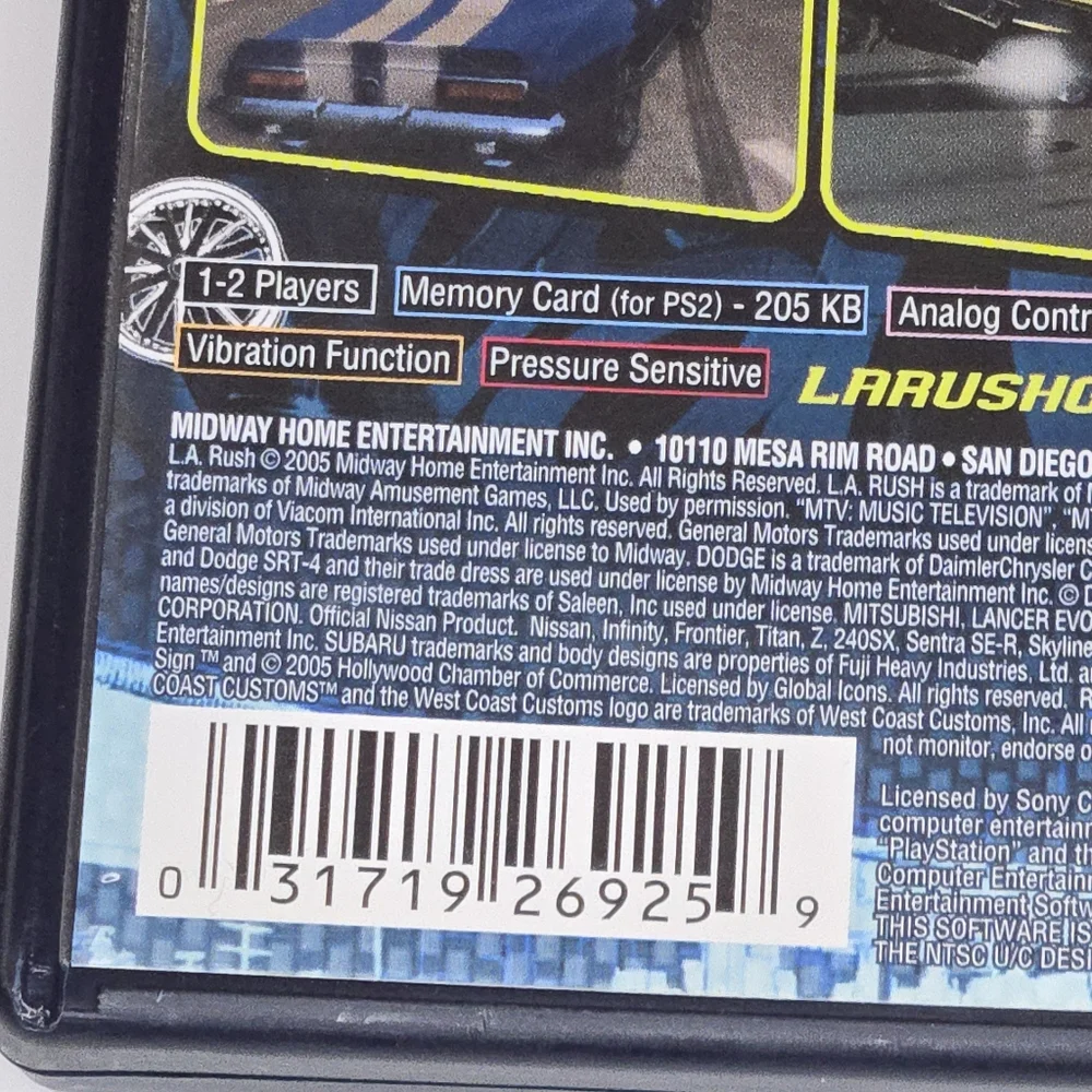 LA Rush for PlayStation 2 - Black, Conplete Tested Working Video Game Ps2